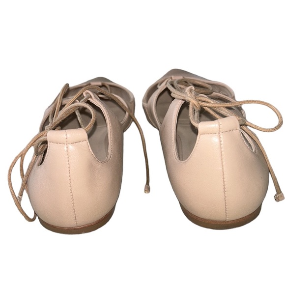 Loeffler Randall Ambra Nude Lace-Up Ankle Wrap Leather Ballet Flats - 8 - Picture 14 of 16